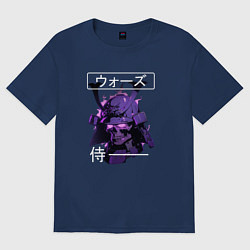 Футболка оверсайз женская Дух самурая - череп, цвет: тёмно-синий