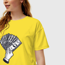 Футболка оверсайз женская Доллары в руке, цвет: желтый — фото 2