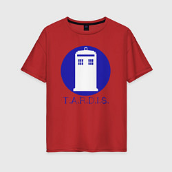 Футболка оверсайз женская Blue tardis, цвет: красный