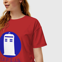 Футболка оверсайз женская Blue tardis, цвет: красный — фото 2