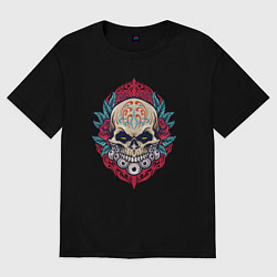Женская футболка оверсайз Roses skull