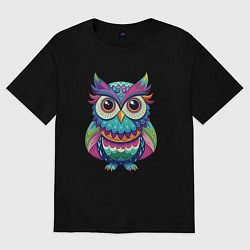Женская футболка оверсайз Психоделическая сова