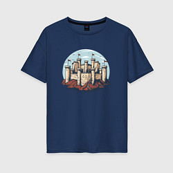 Женская футболка оверсайз Средневековая крепость
