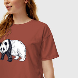 Футболка оверсайз женская Панда медведь, цвет: кирпичный — фото 2