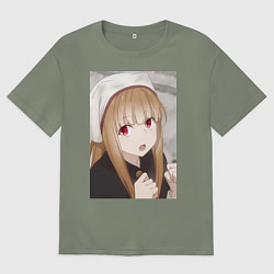 Женская футболка оверсайз Волчица и пряности Холо монашка