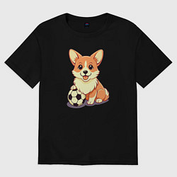Женская футболка оверсайз Корги с мячом