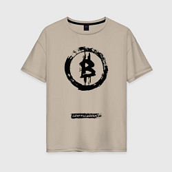 Женская футболка оверсайз Биткоин - криптовалюта символ