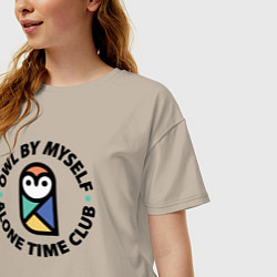 Футболка оверсайз женская Клуб одиночества, цвет: миндальный — фото 2