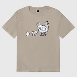 Женская футболка оверсайз Куриное семейство