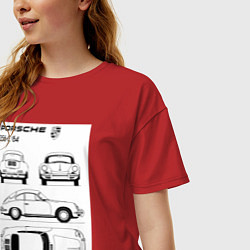 Футболка оверсайз женская Машина Porsche, цвет: красный — фото 2