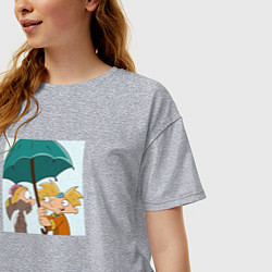 Футболка оверсайз женская Фан арт эй Арнольд романтика, цвет: меланж — фото 2