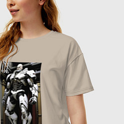 Футболка оверсайз женская Ленин киборг - нейросеть, цвет: миндальный — фото 2