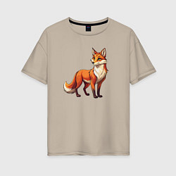 Женская футболка оверсайз Внимательная лиса