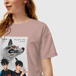 Футболка оверсайз женская Магическая битва Мэгуми Фусигуро Аки Хаякава, цвет: пыльно-розовый — фото 2