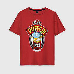 Футболка оверсайз женская Duff beer with Homer, цвет: красный