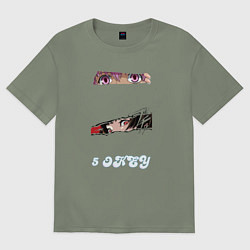 Футболка оверсайз женская 5 okey глаза, цвет: авокадо