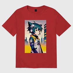 Женская футболка оверсайз Kitten girl - cyberpunk