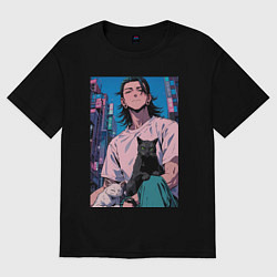 Женская футболка оверсайз Магическая битва Сугуру Гэто с котами