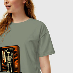 Футболка оверсайз женская Скелет в шкафу, цвет: авокадо — фото 2