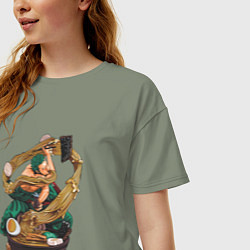 Футболка оверсайз женская One piece Зоро Zoro удон, цвет: авокадо — фото 2