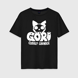 Футболка оверсайз женская Goro cuddly carnage logo, цвет: черный