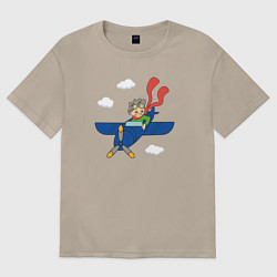 Женская футболка оверсайз Мальчик пилот и самолет