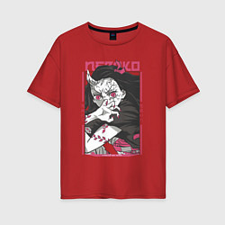 Женская футболка оверсайз Клинок рассекающий демонов Незуко kimetsu no yaiba