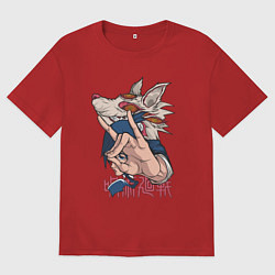 Женская футболка оверсайз Человек-бензопила Аки Хаякава лис