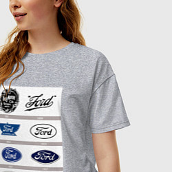 Футболка оверсайз женская Ford логотип, цвет: меланж — фото 2