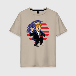 Футболка оверсайз женская USA - Trump, цвет: миндальный