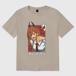 Женская футболка оверсайз Человек-бензопила Пауэр с рогами