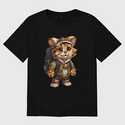 Женская футболка оверсайз Тигрёнок-турист