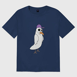 Женская футболка оверсайз Странный птиц птица голубь в кепке чайка на стиле