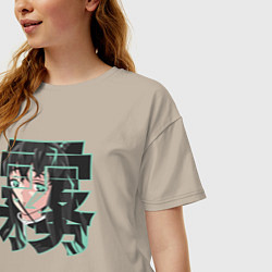 Футболка оверсайз женская Клинок рассекающий демонов Токито, цвет: миндальный — фото 2