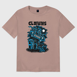 Женская футболка оверсайз Ночной скелет скейтбордист