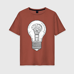 Женская футболка оверсайз Мозг и лампочка