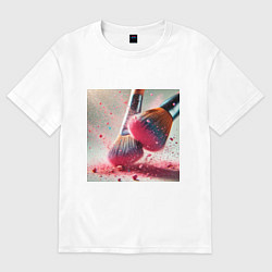 Женская футболка оверсайз Розовый макияжный вихрь