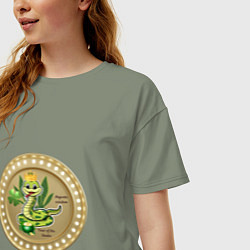 Футболка оверсайз женская 2025 год змеи, цвет: авокадо — фото 2