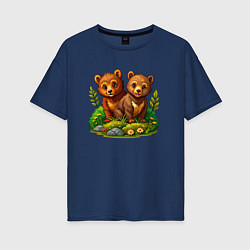 Женская футболка оверсайз Два медвежонка
