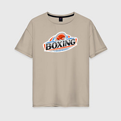 Футболка оверсайз женская Boxing team, цвет: миндальный