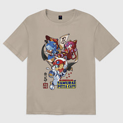 Женская футболка оверсайз Samurai pizza cats