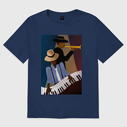 Женская футболка оверсайз Музыкант джаз