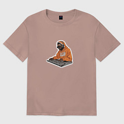 Футболка оверсайз женская Диджей спейс, цвет: пыльно-розовый