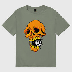 Женская футболка оверсайз Череп и бильярдный шар 8