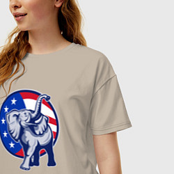 Футболка оверсайз женская USA elephant, цвет: миндальный — фото 2