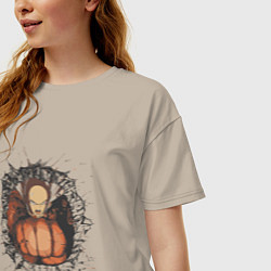 Футболка оверсайз женская Ванпанчмен герой, цвет: миндальный — фото 2