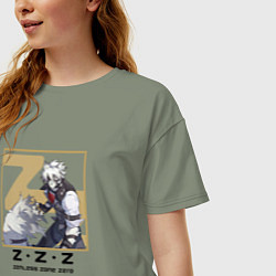 Футболка оверсайз женская Ликаон - Zenless Zone Zero, цвет: авокадо — фото 2