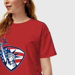 Футболка оверсайз женская США статуя свободы, цвет: красный — фото 2