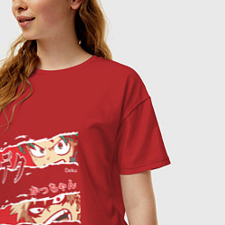 Футболка оверсайз женская Моя геройская академия My Hero Academia Деку Бакуг, цвет: красный — фото 2