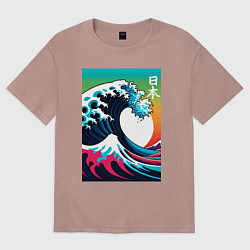 Женская футболка оверсайз Japanese wave - ai art